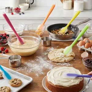 High Temperature Resistant & Mold-Proof Piping Tips Set, Dual-Size Non-Stick Cookie Scrapers, Antibacterial Cake Spatula, Cream Scraper, Dorm & Commercial Cookie Scooper, Non-Slip Handle Cake Decorating Kit