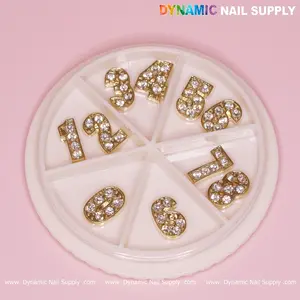 10 pcs Gold 3D Number Charm with Rhinestone (0 to 9)