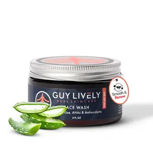 Gentle Men's Face Wash: Organic AHA Aloe Cleanses Fresh, Removes Buildup, Balanced Skin