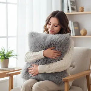 Throw Pillow Cover with 450g Insert, Purple, faux fur, 16, Decorative Cushion – Fancy & Stacy