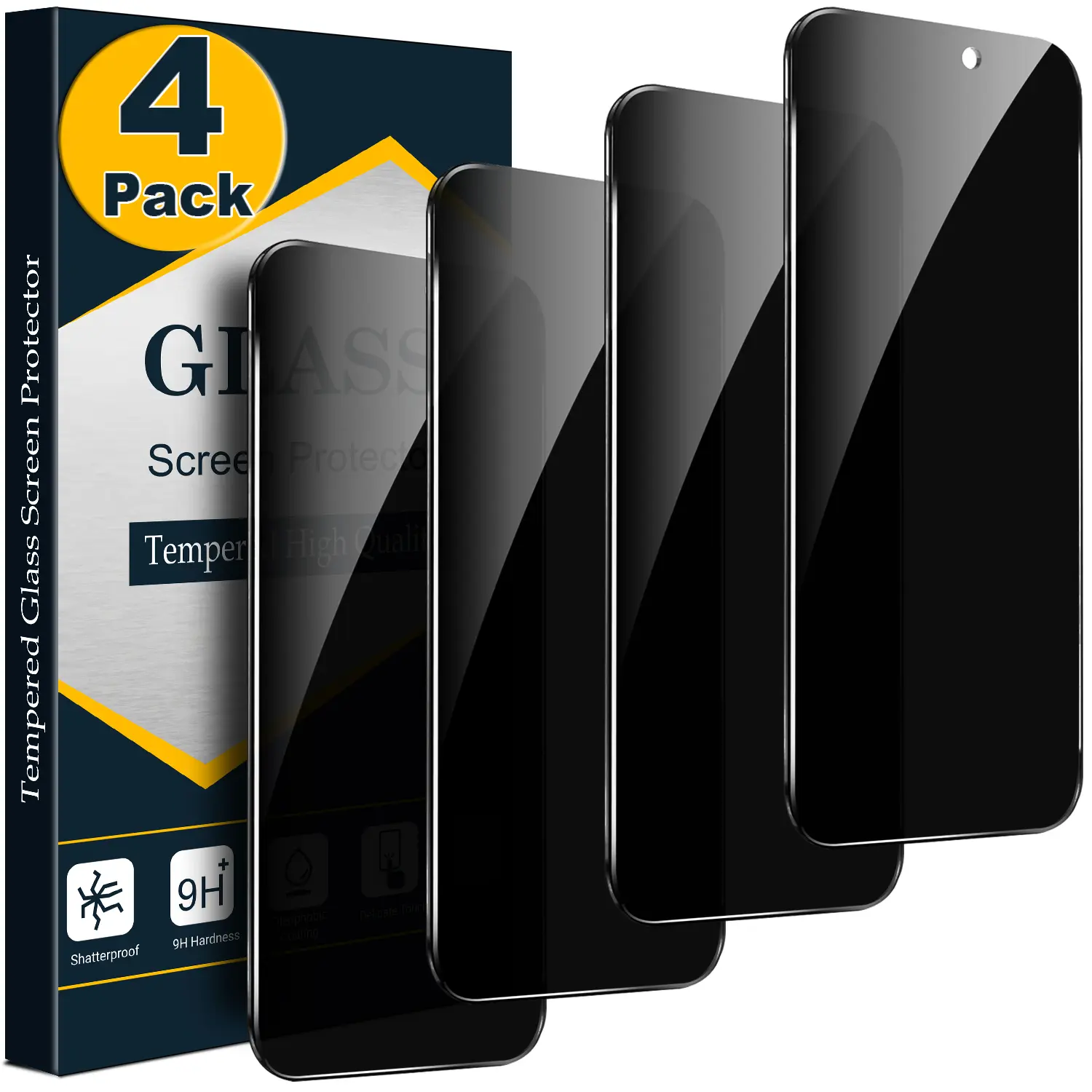 4 Pack Privacy Screen Protector for iPhone 17 16 15 14 13 12 11 Pro Max X XR 6 7 8 Plus SE, Anti Spy Tempered Glass Film, Bubble Free, Case Friendly