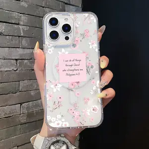 Magnetic Compatible Case for iPhone 17 16 E Pro Max 15 Plus 14 13 12 11 XS XR, Philippians 4 13 Floral Art  Aesthetic Print | Shockproof, Silicone, Lightweight, Scratch Resistant, and Trendy Protection