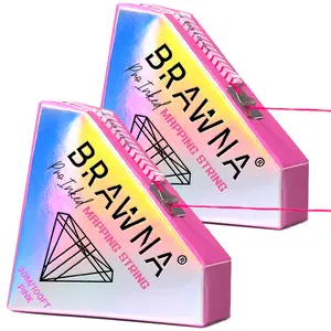 BRAWNA 2 Pack Pre Inked Eyebrow Mapping String For Brow Tint Henna And Lip Measuring - 30M Each - Pink laminated  brow