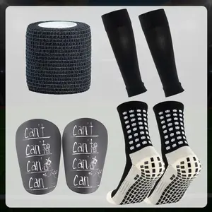 Men Women Soccer Equipment Set, Sports Socks Leggings Shin Sleeve Training Inserts Support Tape Outdoor Practice Football Field Gear
