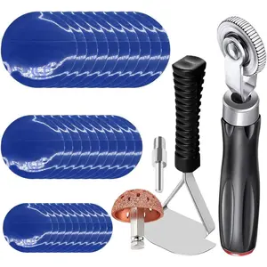 Tire Repair Patch Kit Heavy Duty, 35pcs Tire Repair Tools 42mm Tire Buffing Wheel 32/42/58mm Tire Patches with Tire Patch Roller Inner Liner Scraper for Car Motorcycle Bike Tractors Grinding