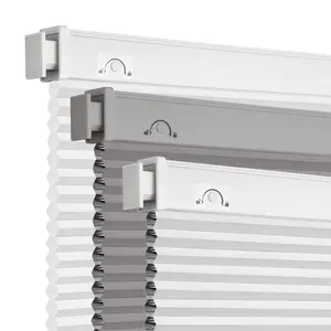 Grandekor No Tools No Drill Cordless Cellular Shades,Blackout Honeycomb Blinds for Indoor Windows,UV Protection Privacy No Drill Blinds for Home,Door,White