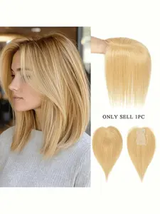 Handmade Invisible Lace Topper for Women, Medium Part Design 2.76x4.33 Inches, Available in Honey Gold and, Suitable for All Hair Types, Fit Wig, Clip In Wig