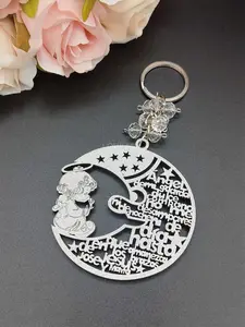 US LUOKASI 12pcs Silver Angel Girl in the Moon with Prayer Key Chain Favors Perfect for DIY Baptism Favors | Baby Shower Wedding Souvenirs | Recuerdo De Bautizo | Mother's Day Gifts