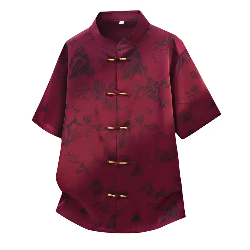 Men's Summer New Chinese Style Tang Suit Lightweight Short Sleeve Top, Stand Collar Frog Buttons Fashion Versatile Casual Shirt Ideal As Father's Day Gift#SummerWins