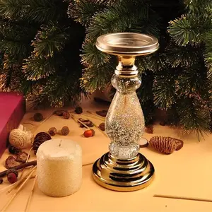 TVF Lighted Candle Holder with Swirling Glitter for Wedding Christmas Decoration - Silver/Golden