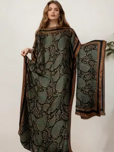 1 robe + 1 scarf，Breathable Thin Satin Shawl Scarf Set, Two-Wear New Chinese Style Spring Summer, Casual All Seasons Wrap, Perfect for Vacation