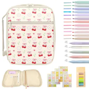 Bible Cover Case for Women, Cherry BowLarge Letter Bible Carrying Cases, Flower Holder Tote Bag for Biblical Study Accessories, Storage Bag with Handle Protective Pen Slots, Christian Pastor Gifts