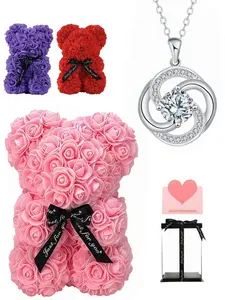 This stunning four-leaf clover necklace is so ethereal and luxurious! With a fancy tie-knot rose bear gift box, it’s the perfect mysterious gift for dates, birthdays, Valentine’s Day and Mother’s Day. Surprise your wife or