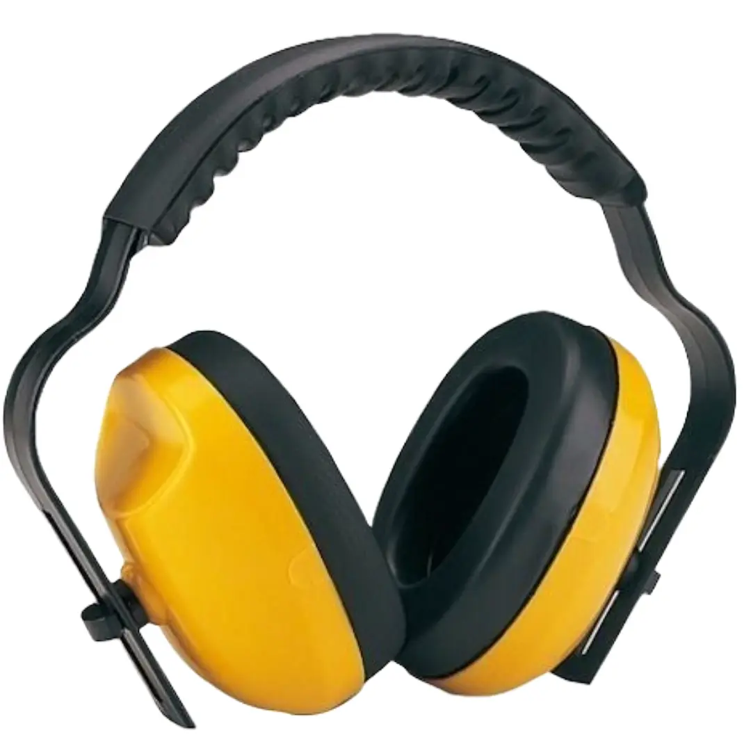 Noise Reduction Earmuffs for Construction and Shooting - ABS & Sponge PVC Cushions - Yellow and Red