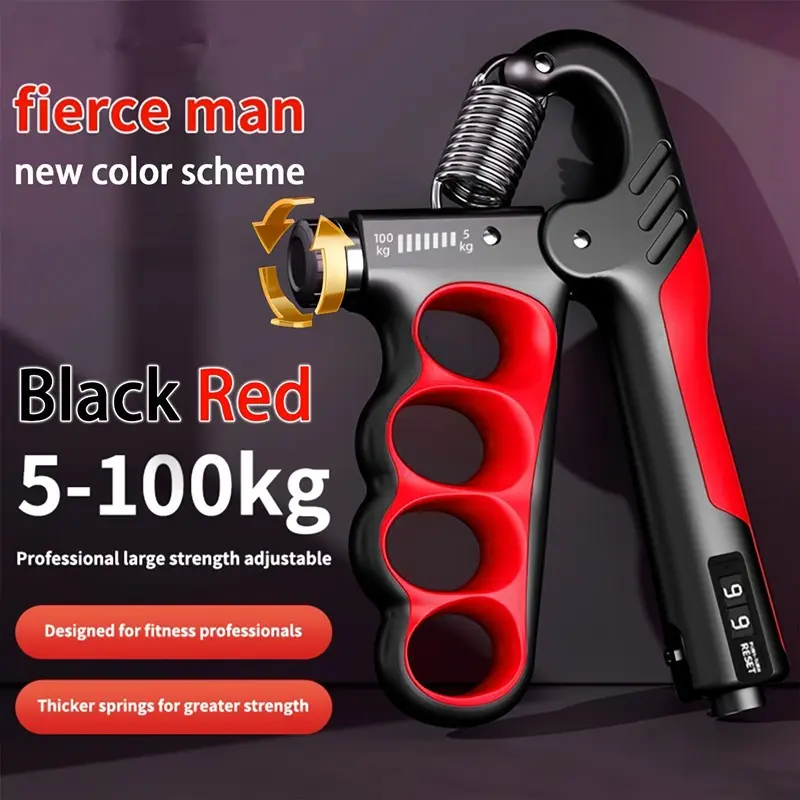Adjustable Count Grip Strength Trainer for Men & Women, Muscle Recovery Training Spring Grip Meter, Finger Strength Exercise Hand Gripper, Forearm Strengthener, Strength Workout Equipment