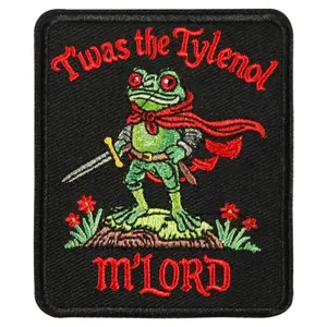 Knight Frog Embroidered Patch, Back Adhesive Iron-On, Suitable for Clothes Jackets Hats Accessories, Decorative Fabric Repair