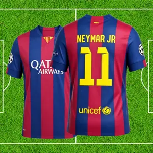 1415 Home Champions League Final Short Sleeve Top Neymar Jr. No.11 Retro Soccer Jerseys Quick Drying