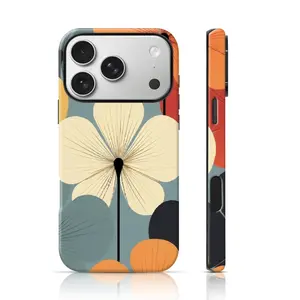 Retro Boho Scandi Flower Doodle Design Phone Case Double-Layer TPU Shockproof for iPhone 17 Pro Max/16 Pro Max /15Pro Max 15/14/13/12 & Samsung S26 /S25Ultra Trendy Personalized Phone Case