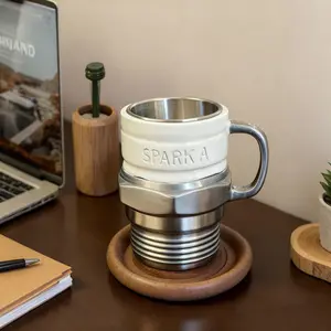 Spark Plug Mug, Mechanical Style Coffee Cup, Creative Novelty Mug, Unique Industrial Design Drinkware, Suitable for Home and Office, Gift for Boyfriend, Dad, Men