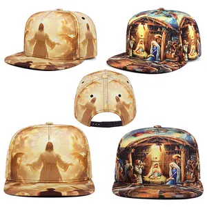 high-quality Jesus Pattern Printing men Flat edge hat Outdoor Golf Hat Adjustable sun hat for women