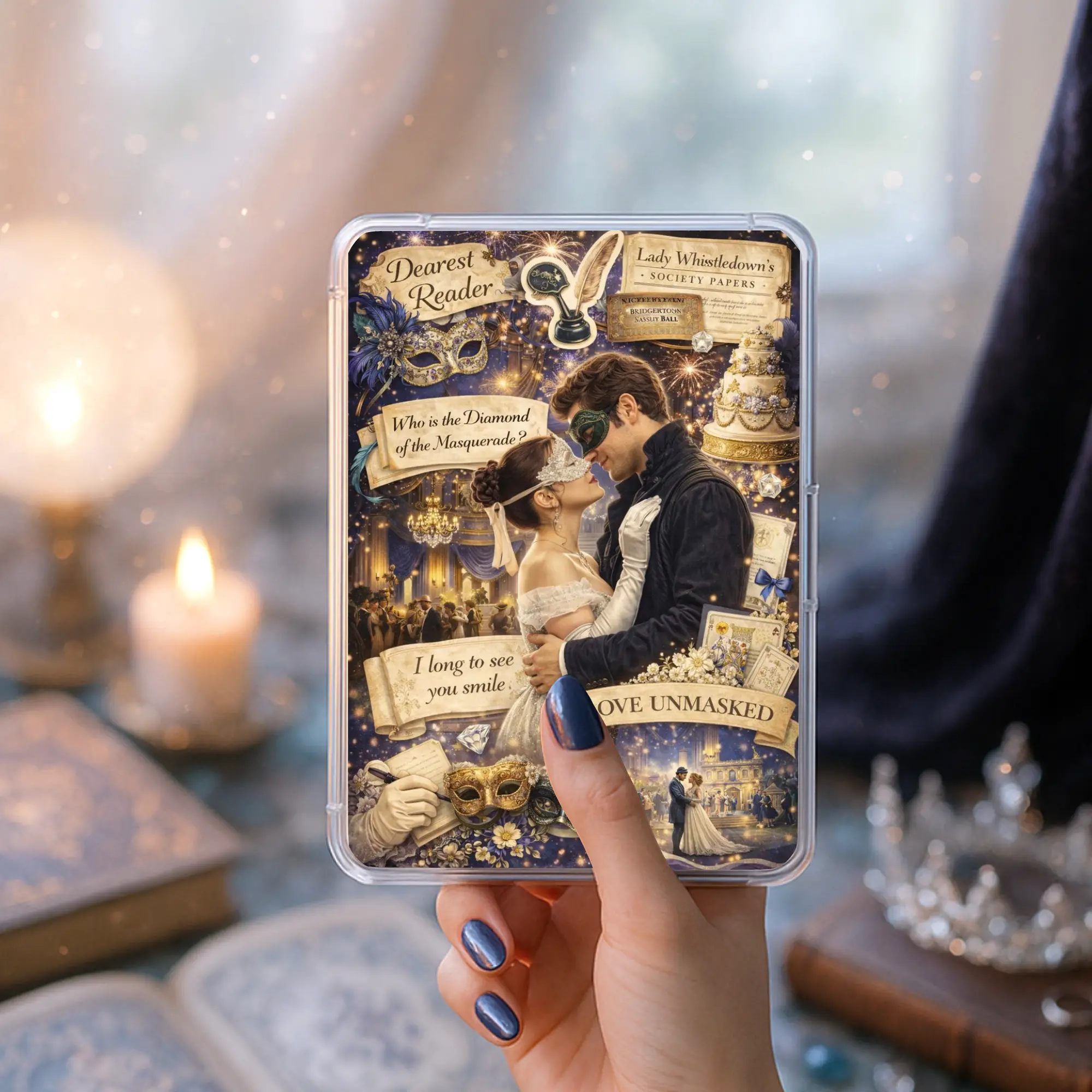 Masquerade Romance Kindle Insert | Dark Regency Bookish Clear Case Insert