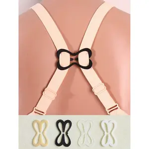 4 Pcs Bra Strap Clips, Lobster Claw Design, Anti-Slip Cross Back Hook, Invisible Chest Support, Adjustable Nipple Covers
