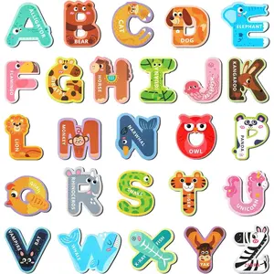 Magnetic Letters 26 Animal Alphabet Magnets Fun Preschool Learning Toy Large Fridge Magnets for Spelling Games Ideal Educational Gift for Toddlers (Uppercase Letter)
