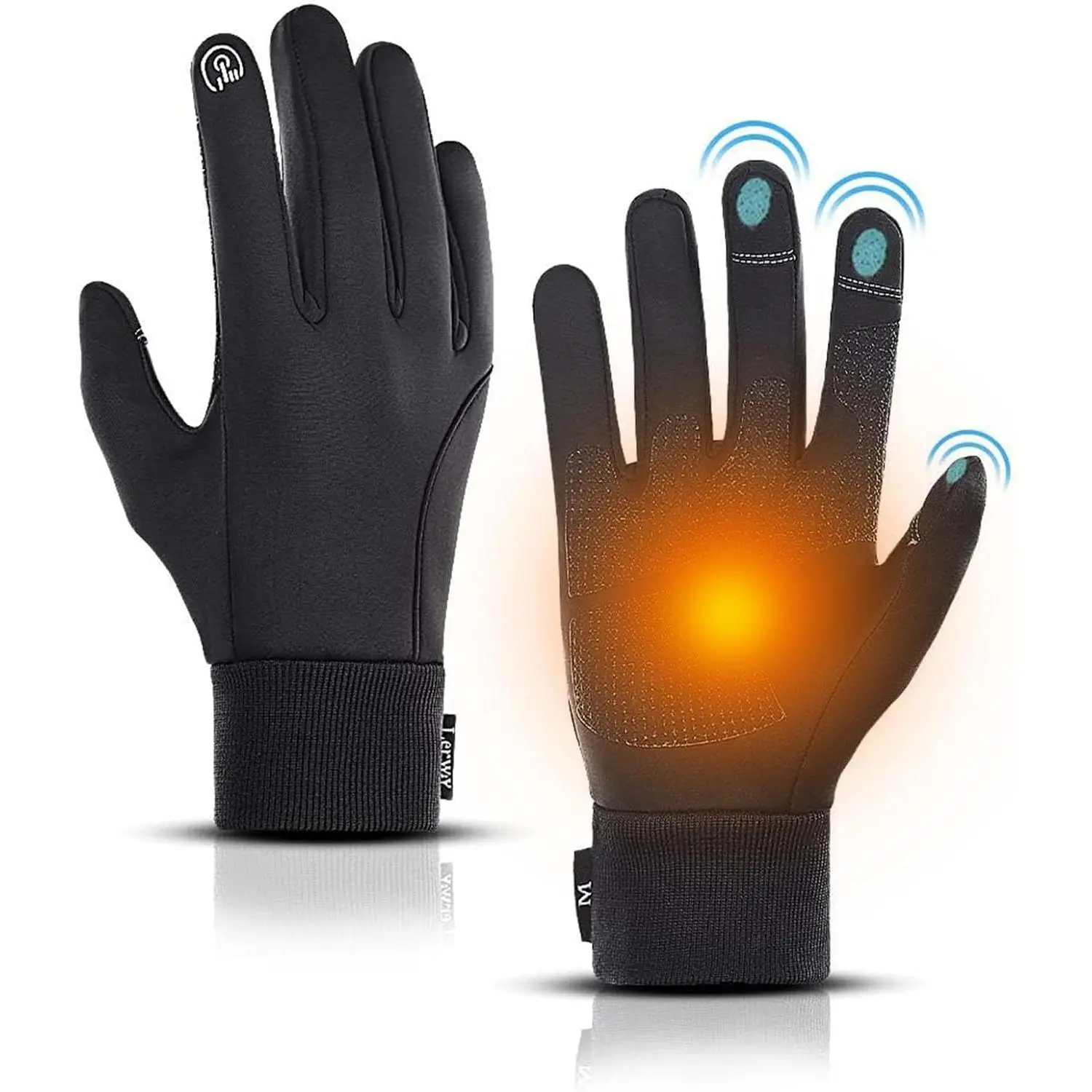 Winter Warm Gloves, Thermal Black Warm Gloves for Men Women Waterproof Touchscreen Non-Slip Freezer Gloves for Driving, Cycling,Hiking,Skating