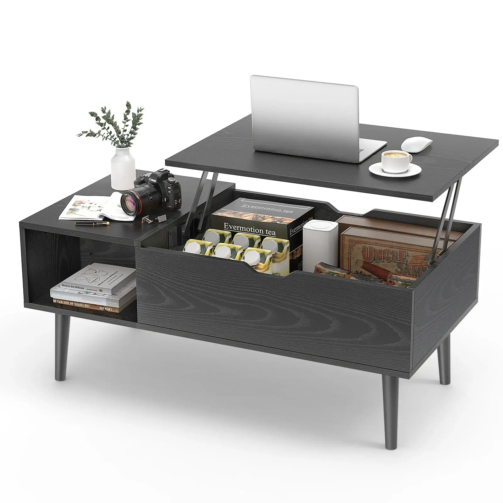 Lift Top Coffee Table for Living Room - Convertible, Dual-Use, Flexible Coffee Table with Adjustable Storage Shelf for Easy Lifting or Lowering, Convertible Coffee Tables