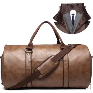 Travel Leather Garment Duffle Bag