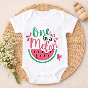 Newborn Baby Bodysuit Romper One In A Melon Watermelon Skin - gentle Button Closure Baby Bodysuit Gender Reveal Perfect Gift for New Parents