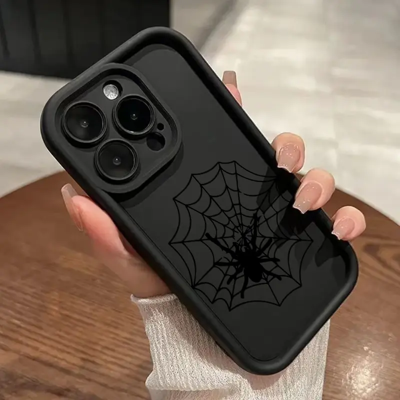 Spider Mending Its Web Pattern TPU Phone Case for iPhone 17 15 16 14 Pro Max 13 12 Mini 11 X XS Plus E Shockproof Drop Protection Rugged Durable Silicone Cover Cellphone Protective