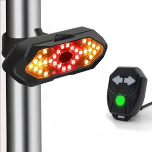 Bike Tail Light with Turn Signals USB Rechargeable Wireless Remote Control IPX4 Waterproof Ultra Bright LED Safety Warning Bike Taillight for Night Riding