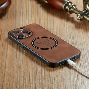 Faux Leather Shockproof Magnetic Luxury Case Cover, Phone Case for iPhone 17 16 15 14 13 12 11 Series