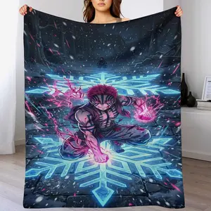 Demon Slayer Akaza Blanket, Upper Rank 3 Anime Throw, Snowy Battle Cozy Fleece, Akaza vs Tanjiro Art Blanket, Kimetsu No Yaiba Fan Decor outdoorfun