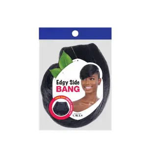 EDGY SIDE BANG HAIR PIECE COLOR 1 JET BLACK with Three Combs for Maximum Security and Versatile Styling