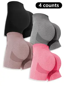 Women's Solid Color Peach Butt Lifting Gym Shorts, Breathable Comfortable High Stretch Yoga Shorts, Ladies Sportswear for Indoor Outdoor Wear, Workout Clothes, Athleisure Shorts, Athletic Wear Shorts