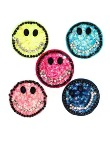 Beaded sequin smiley patch