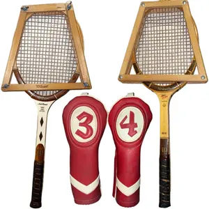 Vintage Tennis Racket And Golf Head Covers Bundle