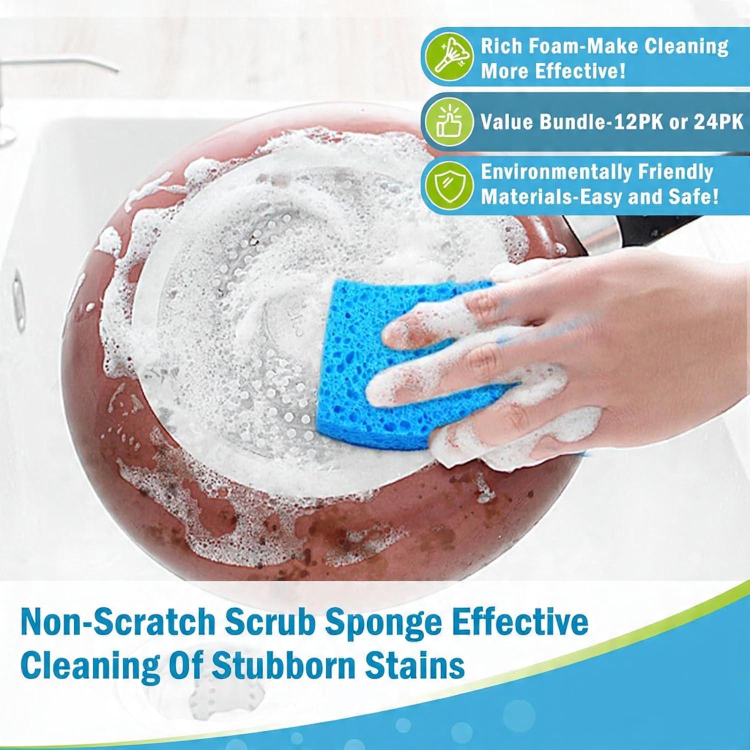 Non Scratch Scrub Sponge, 24Count, Sponges for Dishes, Sponges Kitchen, Cleaning Sponge, Cleans Fast Without Scratching, Stands Up to Stuck-on Grime, Cleaning Power for Everyday Jobs Household Pad Absorbent Organiser Set Soap Wall