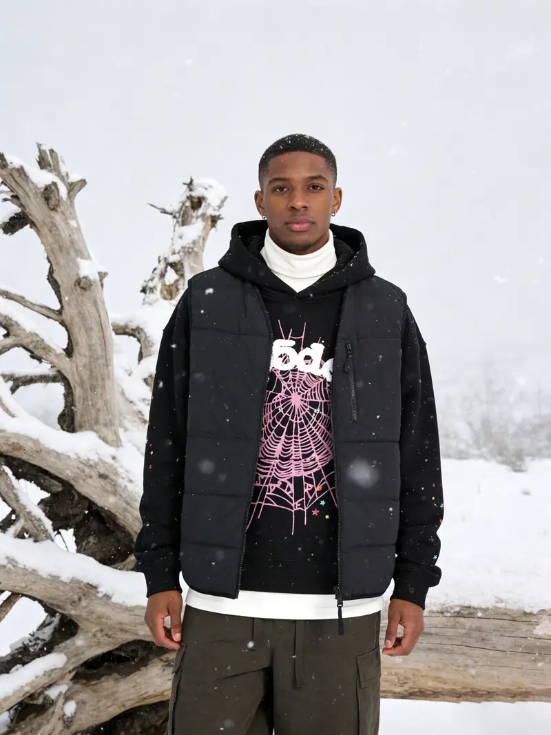 sp5der hoodie white logo black - TikTok Shop