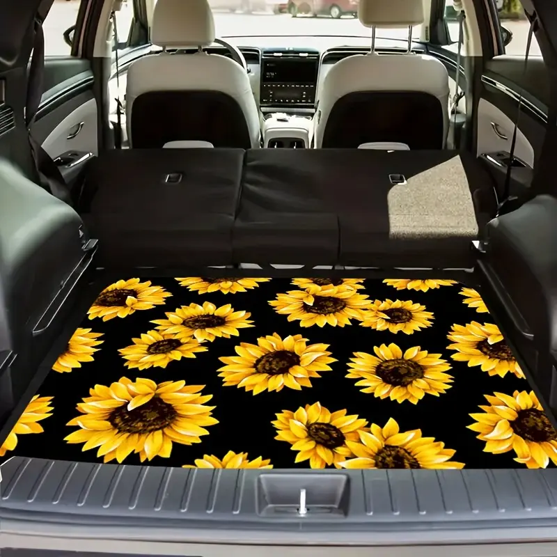 Durable Car Mats Sunflower Print Trunk Mat Car Interior Accessories Car Decor Car Accessory Universal All-Weather Car Trunk Mat, Suitable for Most Car Models Christmas Gift