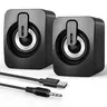 Heetipuk B-A2USB Portable Mini Soundbar, 3.5mm Plug & Play Computer Speaker with 2 Units, Dual Bass Ports, 7 LED Light Modes, Easy Volume Control, Stereo Sound for Windows PCs/Desktop Monitors, Laptops, Tablets, Movies, Games, Cool Gadgets Geek Gift