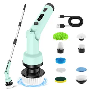 Electric Spin Scrubber, Cordless Scrubber Brush with Long Handle, Electric Brush for Cleaning, Scrubbers for Cleaning Bathroom, Power Cleaning Brush