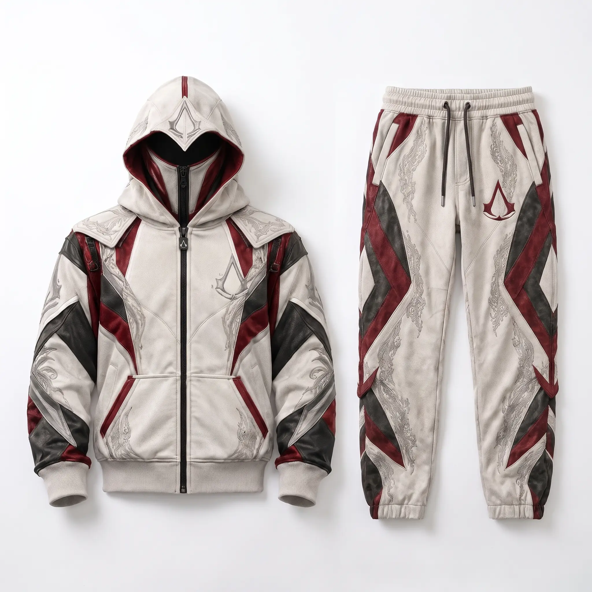 Assassin  Style Zip Up Hoodie and Pants Mens Gaming Streetwear Tracksuit