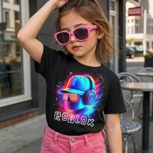 Cyber Neon Roblox Character 3D T-Shirt Graphic Print Casual Fitted Street Style Spring Summer Kids Fashion HipHop Print Toddler Tee