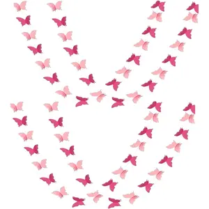 Butterfly  Garland Party Decoration 4 Pack,  Paper Butterfly Bunting Banner for Wedding  Shower Birthday  Decor,