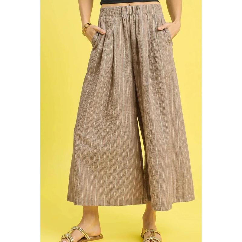 Umgee Pinstripe Crop Palazzo Pants