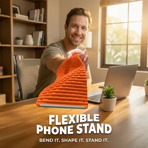 Moiuyrt Mother's Day Foldable Silicone Flexible Phone Holder, Easy Carrying Anti-Slip Multi-Device Holder for Phone Tablet Laptop Book, Shapable Rollable Bendable Portable Desktop Mount, Lightweight Stand for Home Office Travel, Desk Car Airplane  Folding