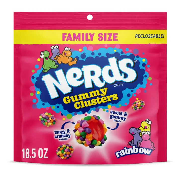 NERDS Gummy Clusters Rainbow Candy, Crunchy & Gummy, 18.5 oz NERDS Gummy Clusters Rainbow Candy, Crunchy & Gummy, 18.5 oz